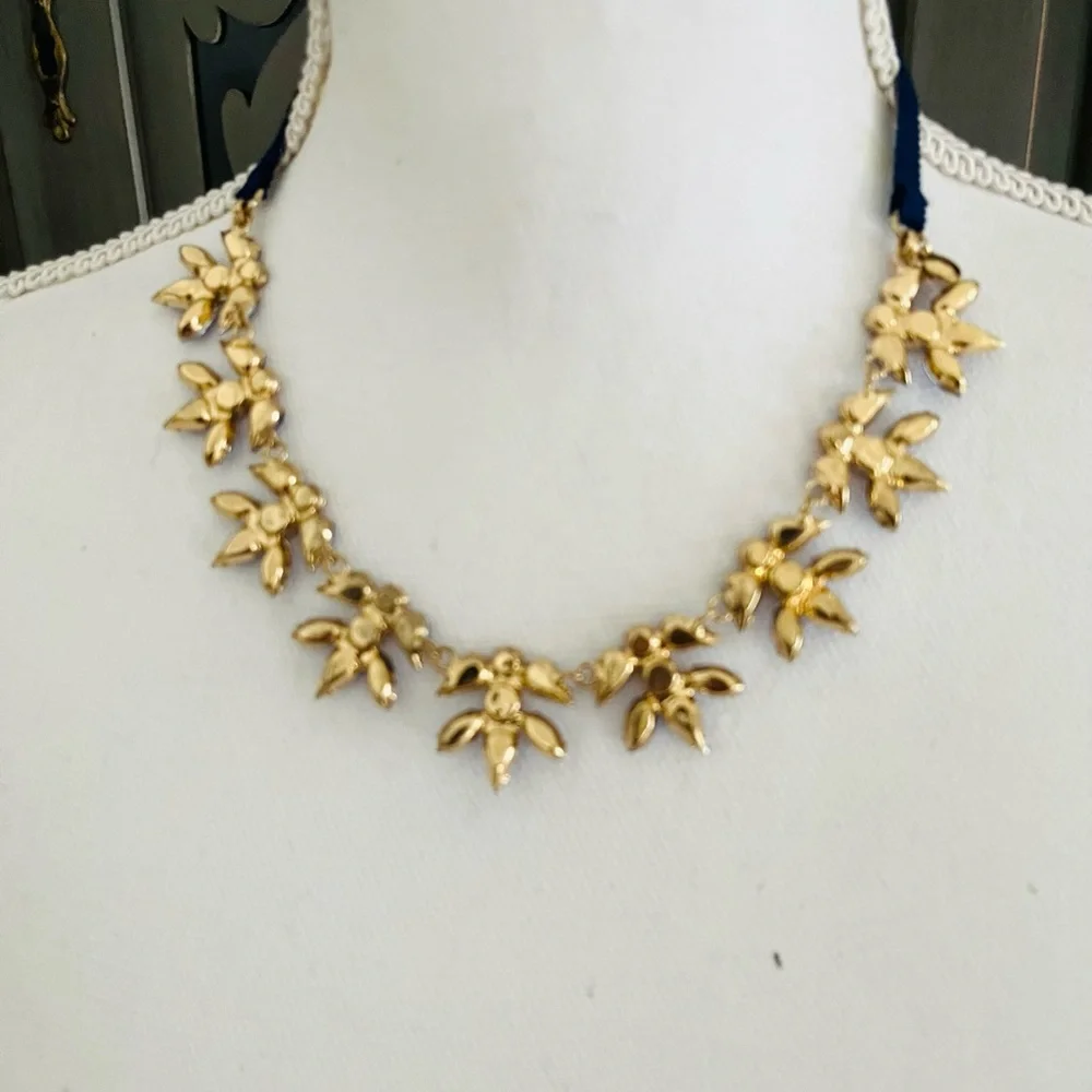 Crewcuts blue floral necklace with grosgrain ribbon tie